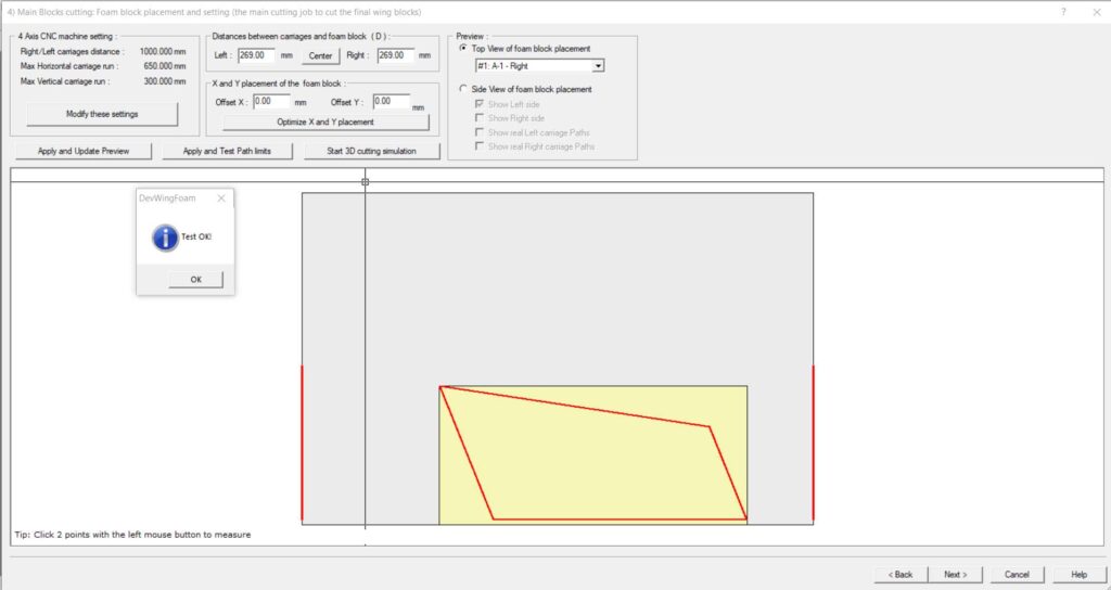 align wing trai;ing edge with hot wire